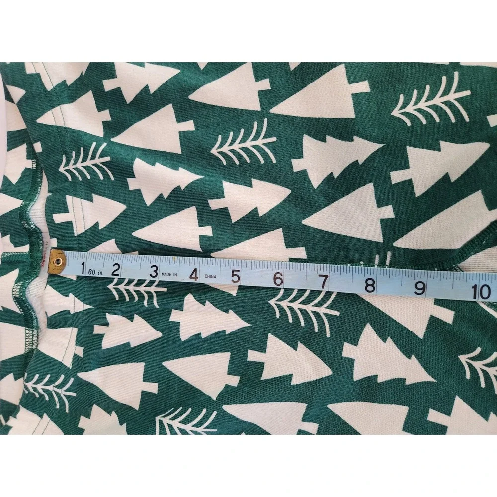 Hanna Anderson 100% Organic Cotton Green White Trees Pajama Set Like NEW Size 12